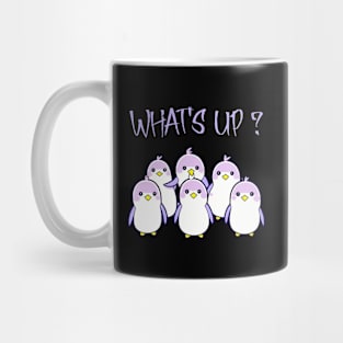 Cute and funny Penguins saying "What's up?" Mug